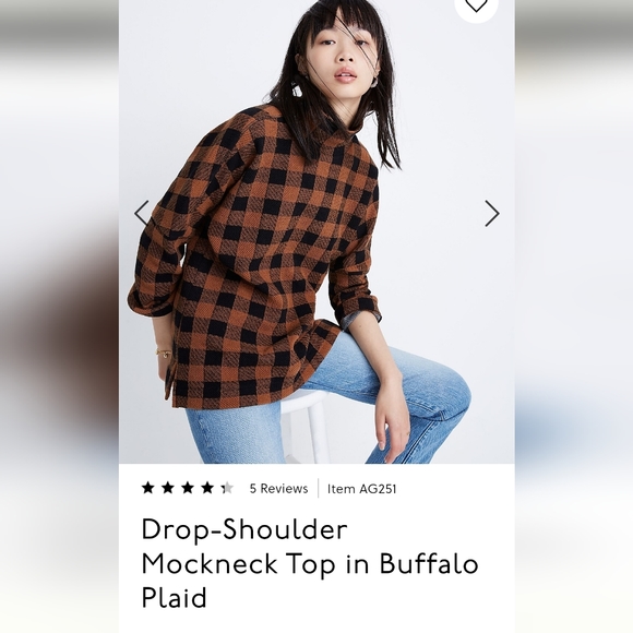 Madewell Drop Shoulder Mockneck Top in Buffalo Plaid - Picture 4 of 7